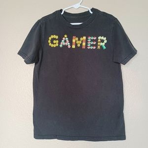 Super Mario "Gamer" Kids Graphic Tee  Big Boys Size Small Black Short Sleeve Top